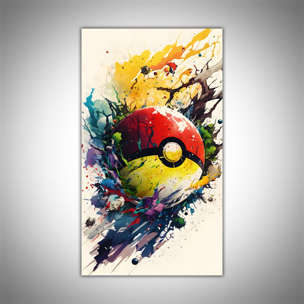 Pokémon Poké Ball Canvas Wall Art Poster, 35.6 × 20.3 cm