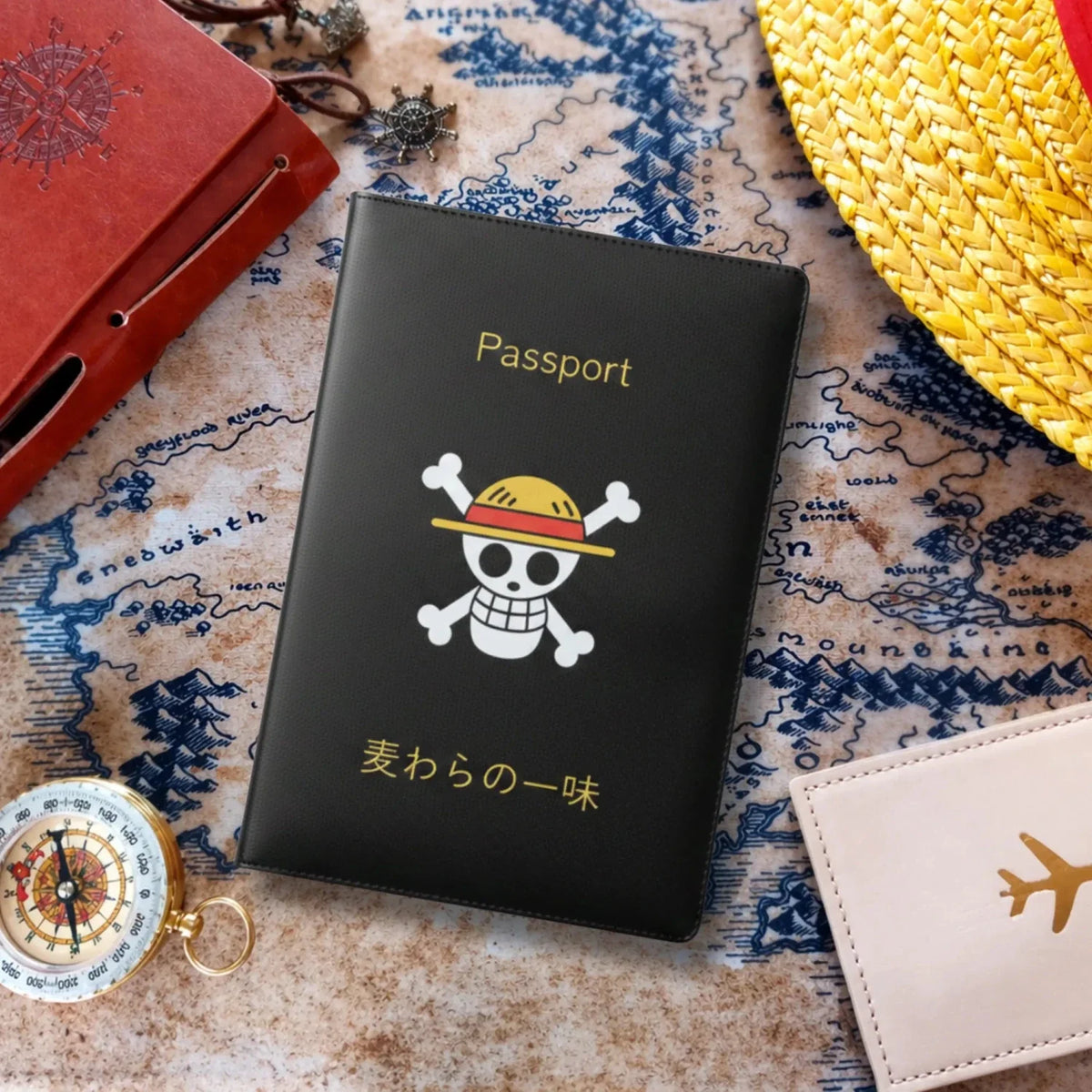 One Piece Straw Hat Pirates Passport Cover – Black